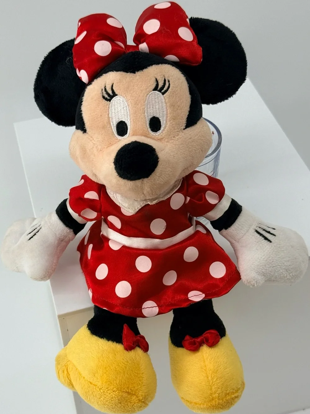 Disney Minnie Mouse Red White Polka Dot Plush with Yellow Shoes